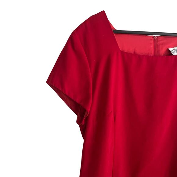 Vintage Jessica Howard Women Velvet Dress 14 Red Square Neck Classic Glam Party - Picture 7 of 14